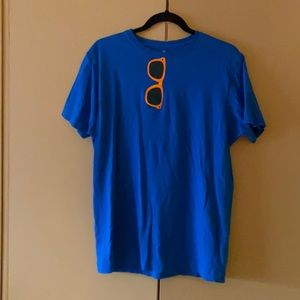 Blue T-Shirt with Orange Sunglasses